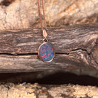 marquise Australian opal doublet pendant in rose gold-plated silver, red, blue, green and violet play-of-colour