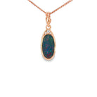 12 x 6.5mm oval Australian opal doublet pendant in rose gold-plated silver