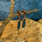 rose gold-plated silver Australian opal doublet earrings with 16 x 5mm pear-shaped stones