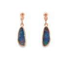 13 x 5mm pear-shaped Australian opal doublet earrings in rose gold-plated silver