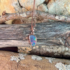 12 x 6.5mm Australian opal doublet pendant in rose gold-plated silver, red, green and blue