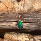 12 x 8mm Australian opal triplet pendant in rose gold-plated silver, red, green and blue