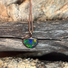 9 x 11mm Australian opal triplet pendant in rose gold-plated silver, red, blue, green and yellow