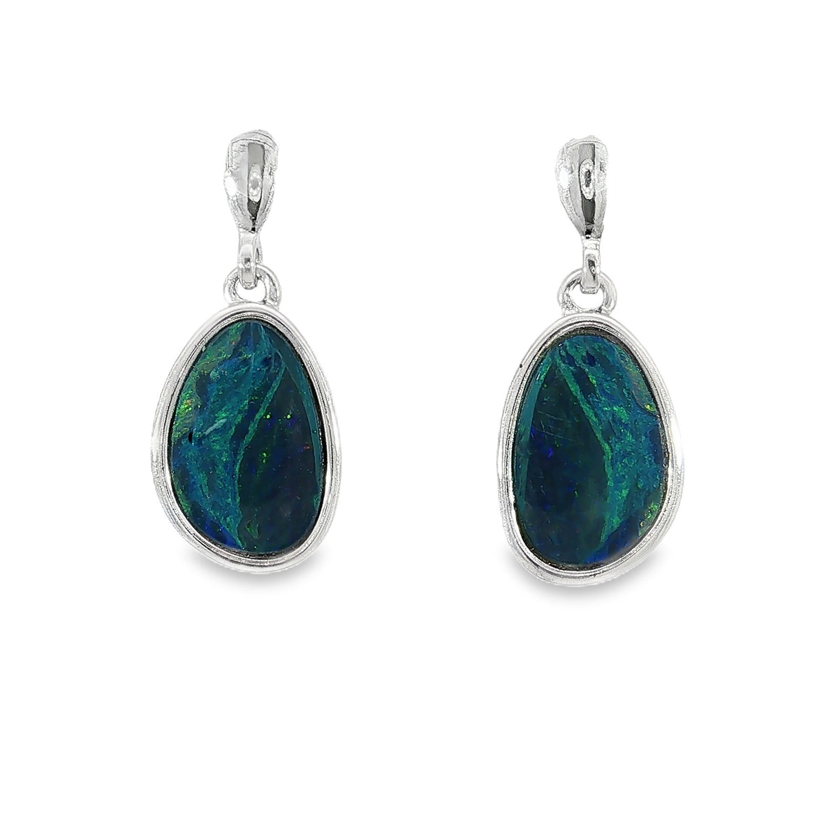12 x 8mm freeform Australian opal doublet earrings in sterling silver