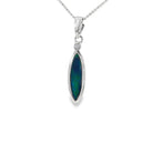 16 x 5mm oval Australian opal doublet pendant in sterling silver
