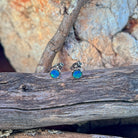 round Australian opal doublet earrings in sterling silver, 5mm, blue and green