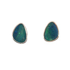 10 x 8mm triangular Australian opal doublet earrings in sterling silver
