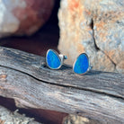 sterling silver Australian opal doublet earrings with 10 x 8mm triangular stones