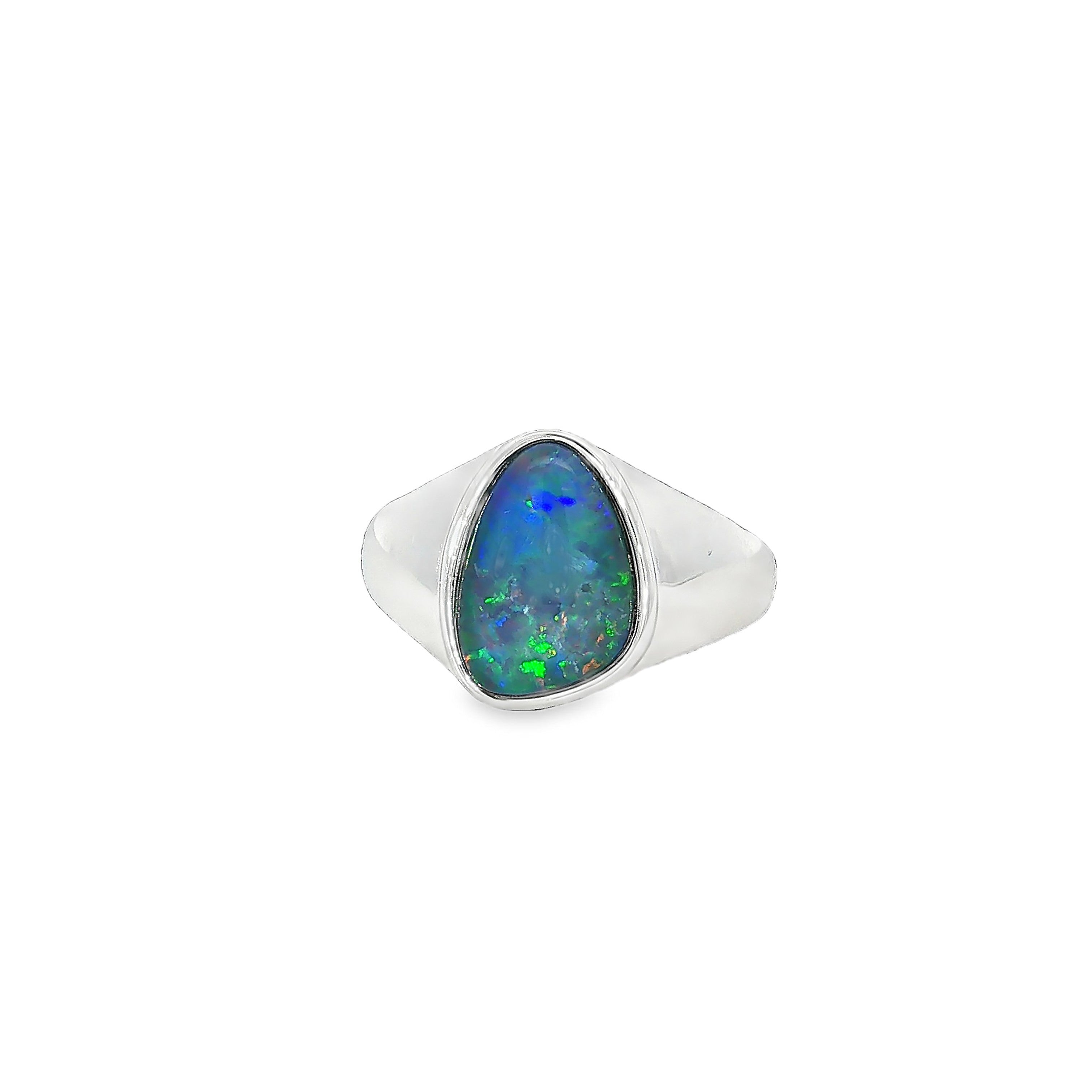 12 x 9mm freeform Australian opal triplet ring in sterling silver