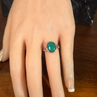 Australian opal triplet ring worn on the hand, sterling silver, ring size US 6