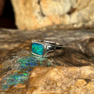 sterling silver Australian opal triplet ring with a 11 x 8mm rectangular stone