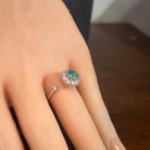 Australian opal triplet ring in sterling silver worn, round stone, size US 6.5