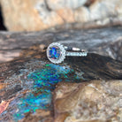 sterling silver Australian opal triplet ring with a 6mm round stone