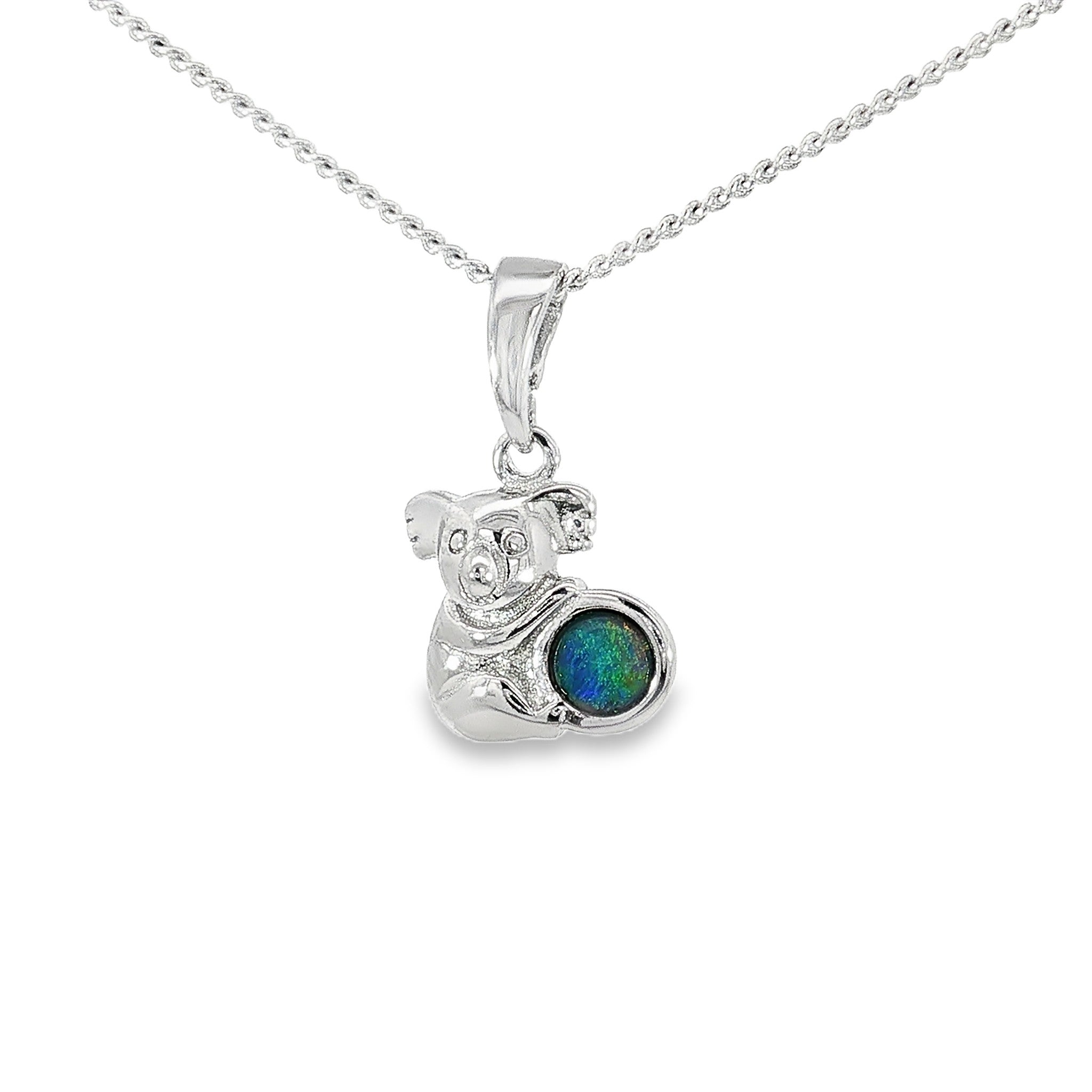 5mm round Australian opal triplet pendant in sterling silver