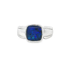 10 x 10mm square Australian opal triplet ring in sterling silver