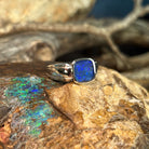 sterling silver Australian opal triplet ring with a 10 x 10mm square stone
