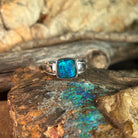 sterling silver Australian opal triplet ring with a 10 x 10mm cushion-shaped stone