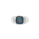 10mm cushion-shaped Australian opal triplet ring in sterling silver