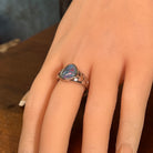 Australian opal triplet ring in sterling silver worn, triangular stone, size US 10