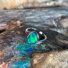 12 x 9mm Australian opal triplet ring in sterling silver, blue and green