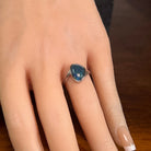 Australian opal triplet ring in sterling silver worn, triangular stone, size US 7