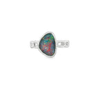 11 x 9mm triangular Australian opal triplet ring in sterling silver
