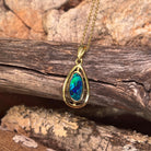yellow gold-plated silver Australian opal doublet pendant with an 11.5 x 5.5mm freeform stone