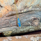 yellow gold-plated silver Australian opal doublet pendant with a 17 x 6mm pear-shaped stone