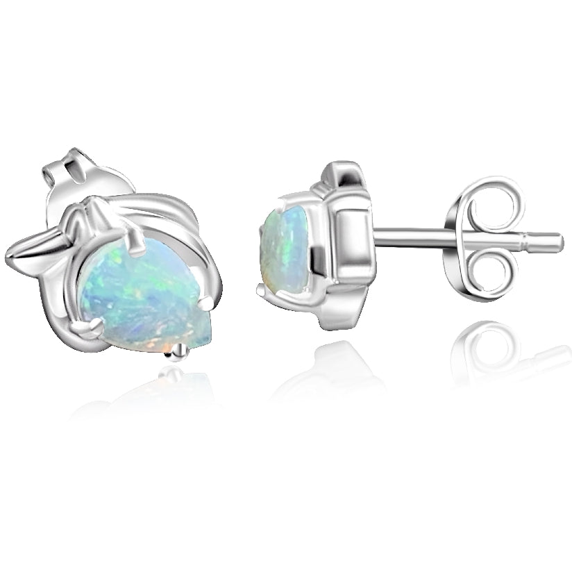 Sterling Silver Tear drop 7x5mm Opal studs - Masterpiece Jewellery Opal & Gems Sydney Australia | Online Shop