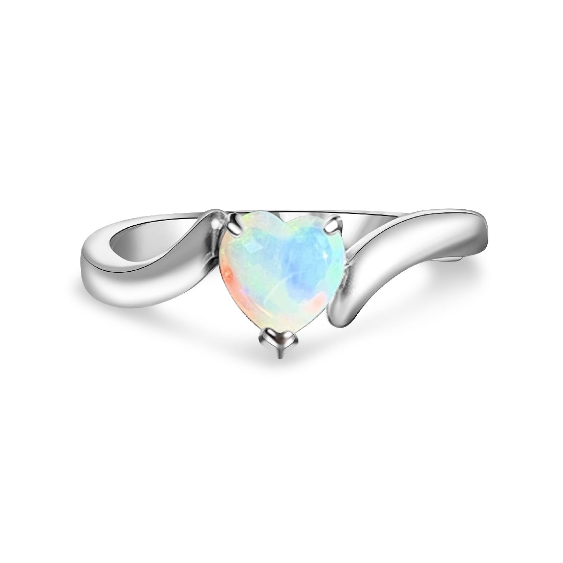 Sterling Silver 6mm Heart shape White Opal ring - Masterpiece Jewellery Opal & Gems Sydney Australia | Online Shop