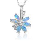 Sterling Silver Opal Fireworks floral pendant - Masterpiece Jewellery Opal & Gems Sydney Australia | Online Shop