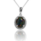 Sterling Silver halo Opal triplet 10x8mm pendant - Masterpiece Jewellery Opal & Gems Sydney Australia | Online Shop