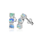 Sterling Silver Opal earrings 4x3mm alternating huggie style drops - Masterpiece Jewellery Opal & Gems Sydney Australia | Online Shop