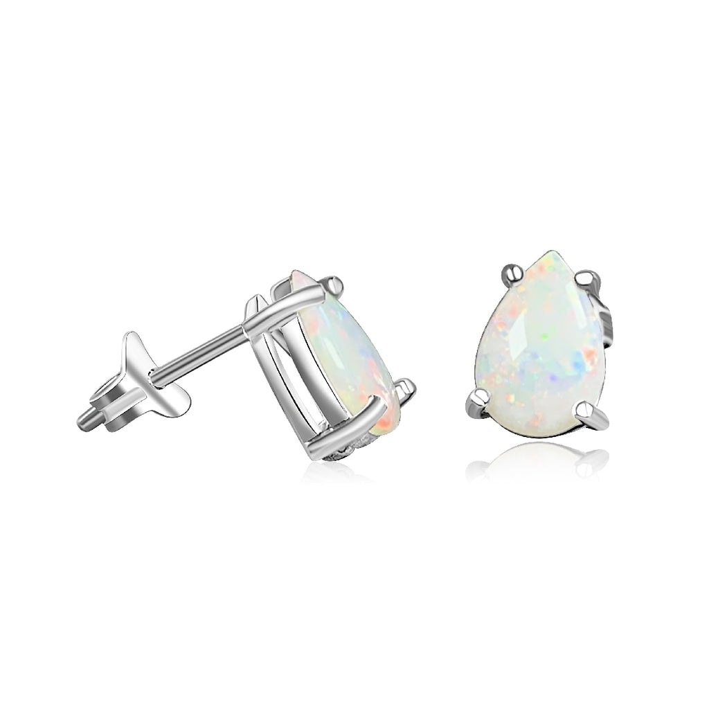 Sterling Silver Pear shape Opal 9x6mm studs - Masterpiece Jewellery Opal & Gems Sydney Australia | Online Shop