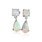 Sterling Silver double Opal round and pearshape dangling earrings - Masterpiece Jewellery Opal & Gems Sydney Australia | Online Shop