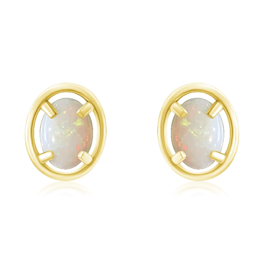 Sterling Silver Gold plated White Opal studs - Masterpiece Jewellery Opal & Gems Sydney Australia | Online Shop