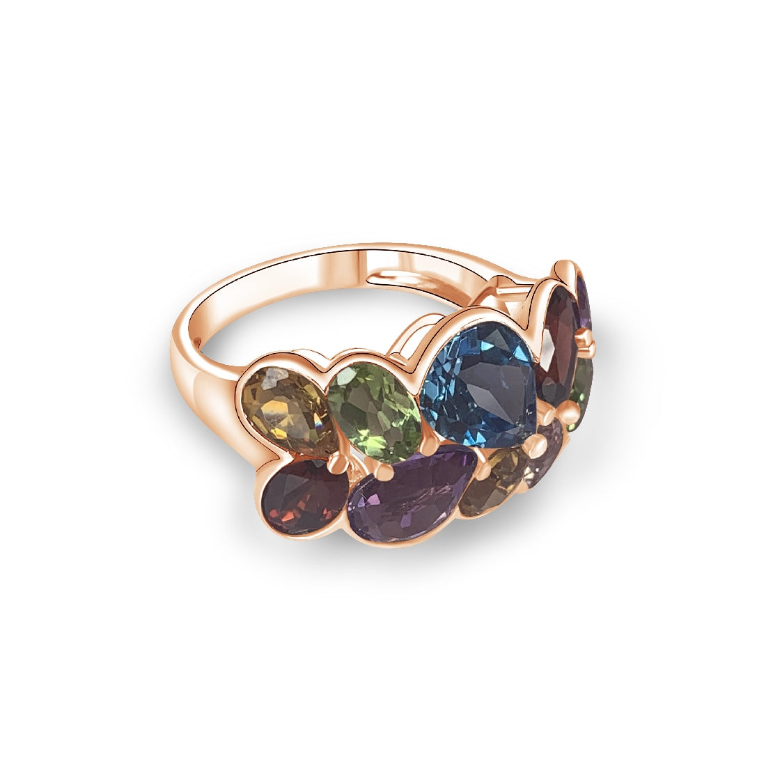 18kt Rose Gold Multi colour Gem dress ring - Masterpiece Jewellery Opal & Gems Sydney Australia | Online Shop