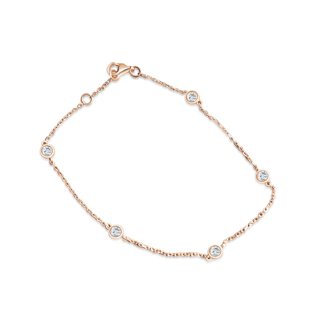 18kt Rose Gold bracelet with bezel set diamonds - Masterpiece Jewellery Opal & Gems Sydney Australia | Online Shop