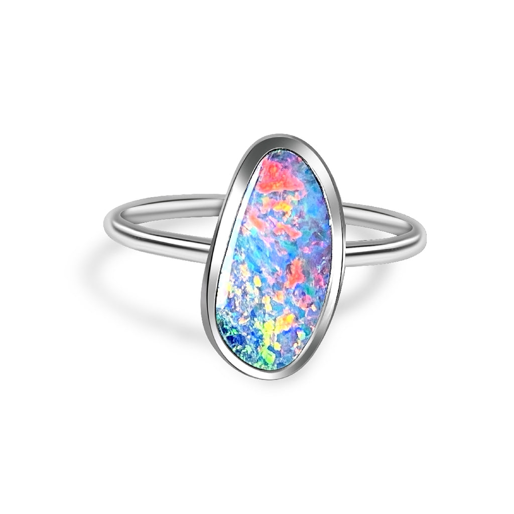 Sterling Silver Opal 14x8mm doublet ring - Masterpiece Jewellery Opal & Gems Sydney Australia | Online Shop