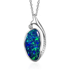 14kt White Gold 4ct Opal and Diamond pendant - Masterpiece Jewellery Opal & Gems Sydney Australia | Online Shop