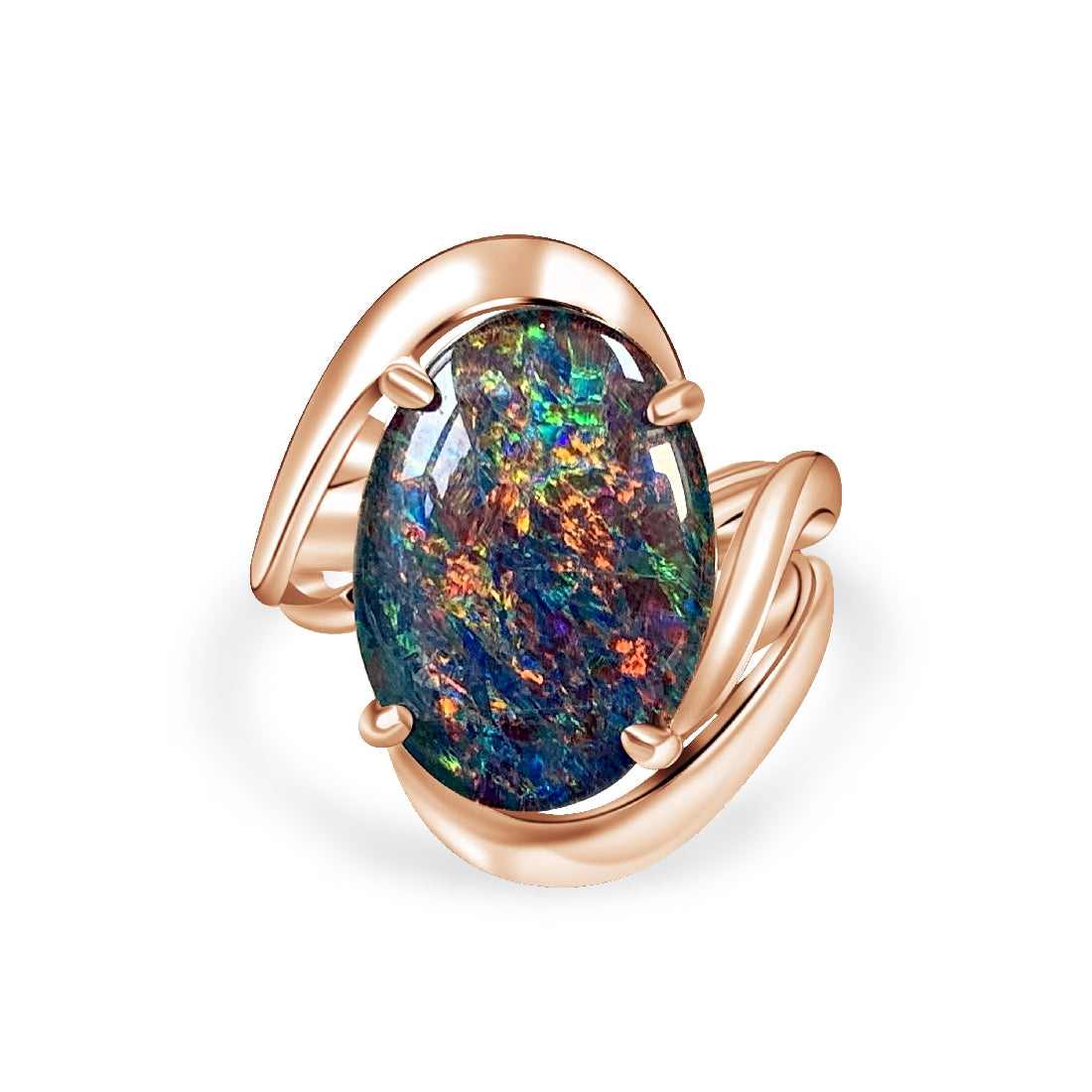 Rose Gold plated Silver Opal triplet 18x13mm ring - Masterpiece Jewellery Opal & Gems Sydney Australia | Online Shop