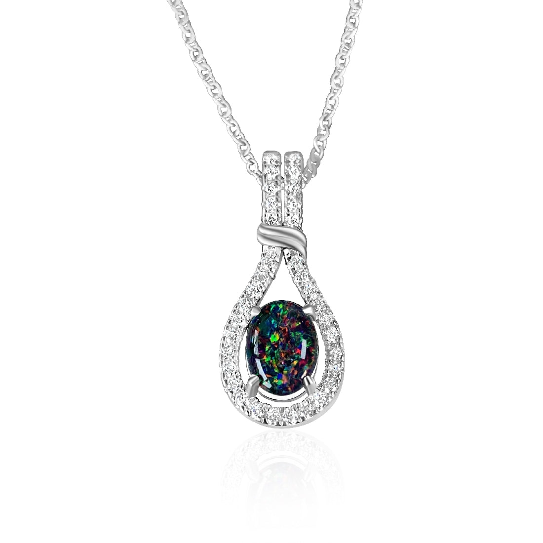 Sterling Silver cluster loop 8x6mm Opal triplet pendant - Masterpiece Jewellery Opal & Gems Sydney Australia | Online Shop