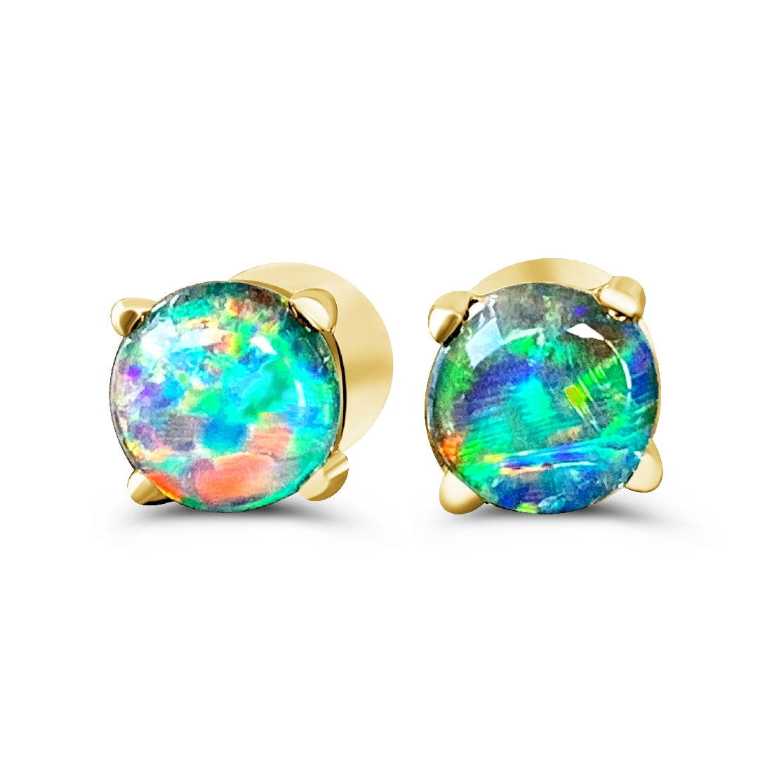 9kt Yellow Gold Opal triplet 5mm studs - Masterpiece Jewellery Opal & Gems Sydney Australia | Online Shop