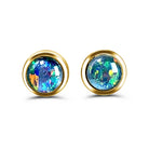 Gold plated silver 5mm Opal triplet bezel set studs - Masterpiece Jewellery Opal & Gems Sydney Australia | Online Shop