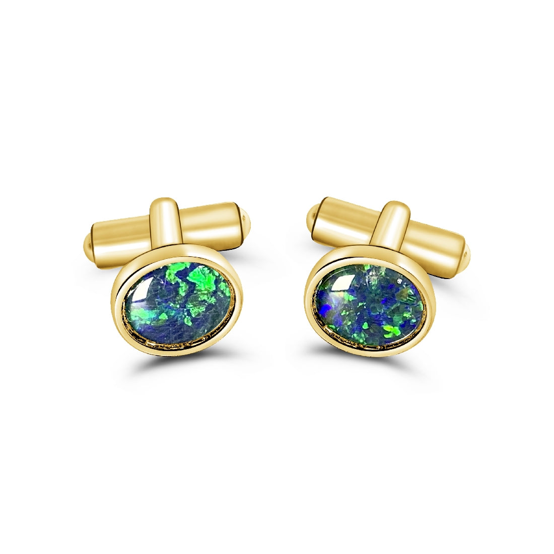 Gold Plated 10x8mm Triplet Opal cufflinks - Masterpiece Jewellery Opal & Gems Sydney Australia | Online Shop