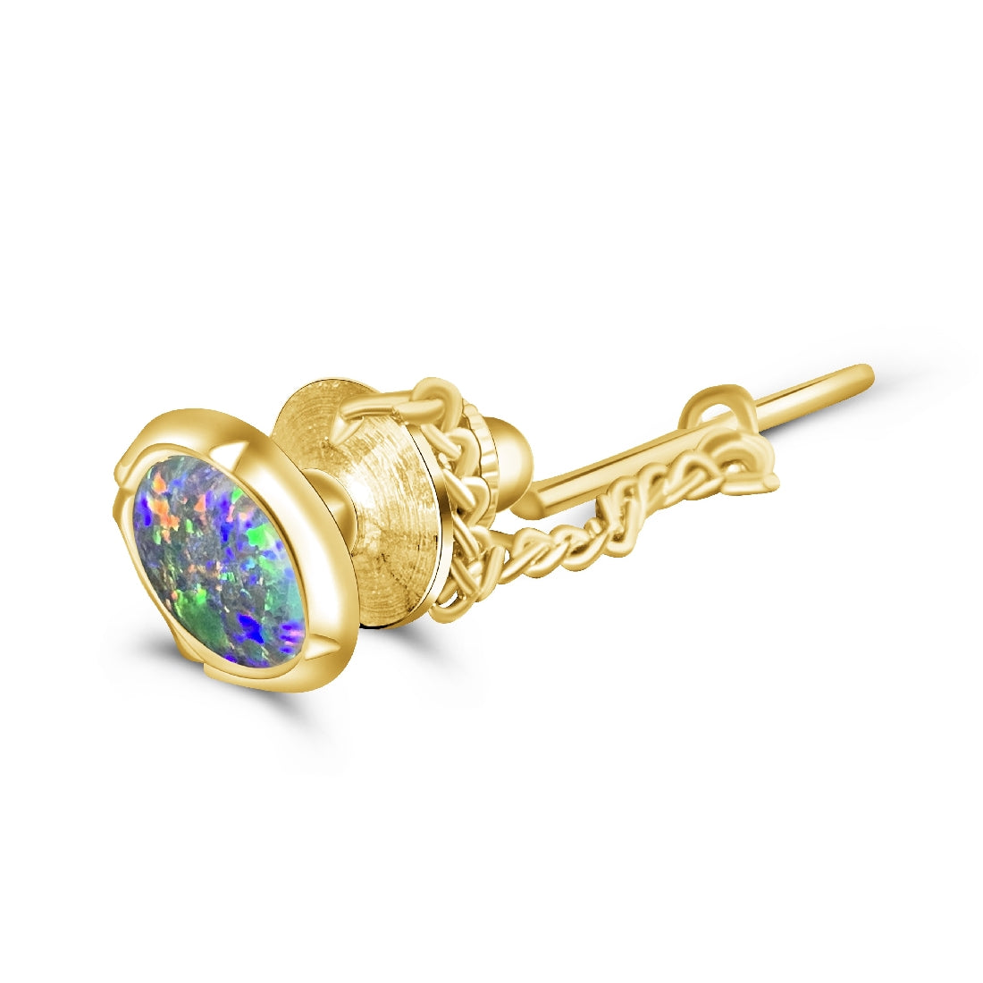 Tie tac gold plated with Opal triplet 10x8mm - Masterpiece Jewellery Opal & Gems Sydney Australia | Online Shop