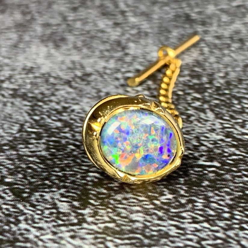 Tie tac gold plated with Opal triplet 10x8mm - Masterpiece Jewellery Opal & Gems Sydney Australia | Online Shop