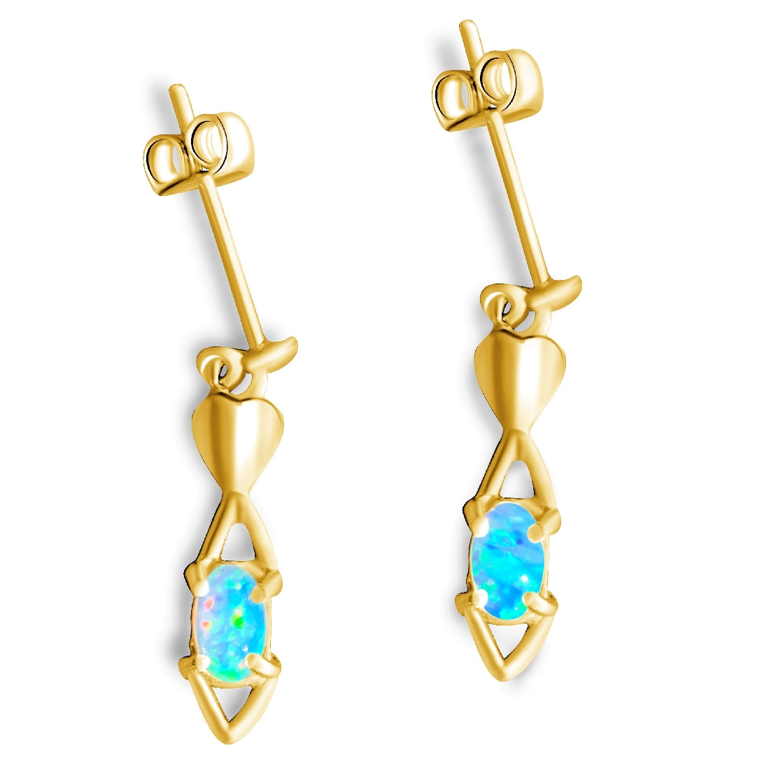 18kt Yellow Gold drop earrings with Crystal Opal 5x3mm - Masterpiece Jewellery Opal & Gems Sydney Australia | Online Shop