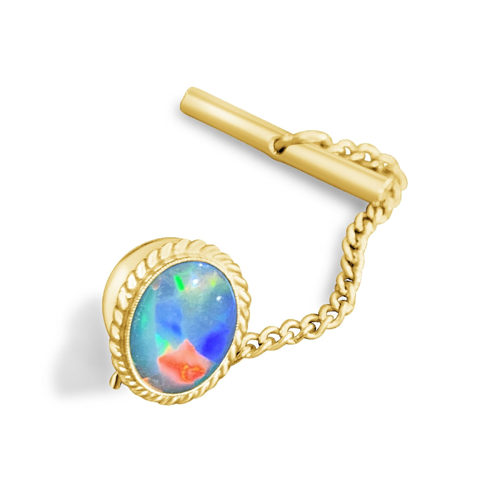 18kt Yellow Gold Opal doublet tie tac pin - Masterpiece Jewellery Opal & Gems Sydney Australia | Online Shop