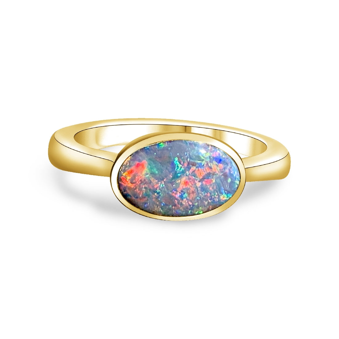 18kt Yellow Gold Black Opal 1.2ct bezel set - Masterpiece Jewellery Opal & Gems Sydney Australia | Online Shop